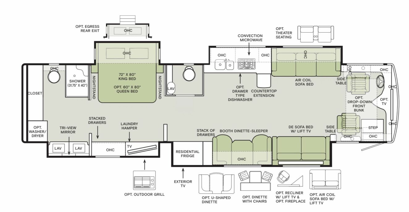 2025 Tiffin Motorhomes Phaeton 40IH Floorplan Image